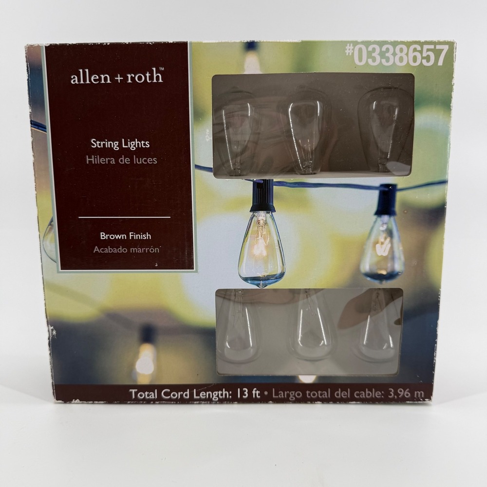 Allen + Roth 13ft Brown Finish Indoor‎ Outdoor String Lights 10 Bulbs 0338657